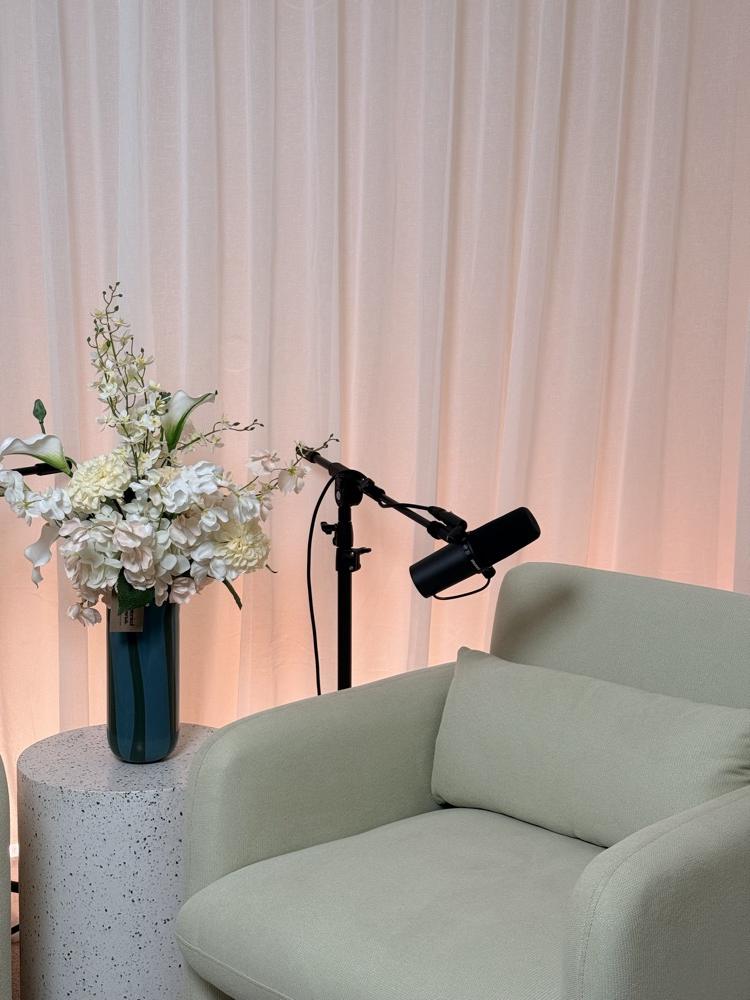 Pod Two armchair and microphone